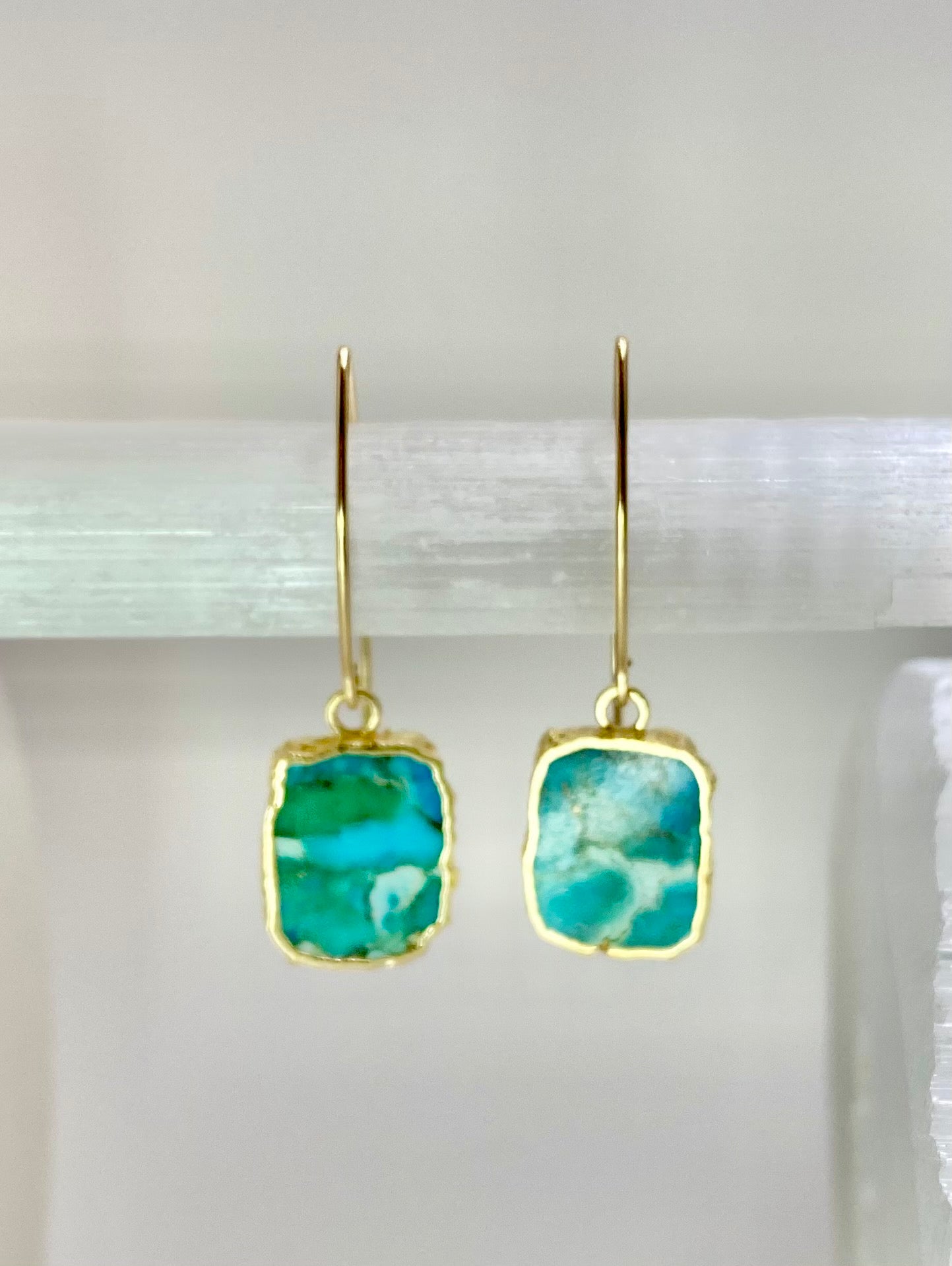 Gold-Dipped Turquoise Earrings
