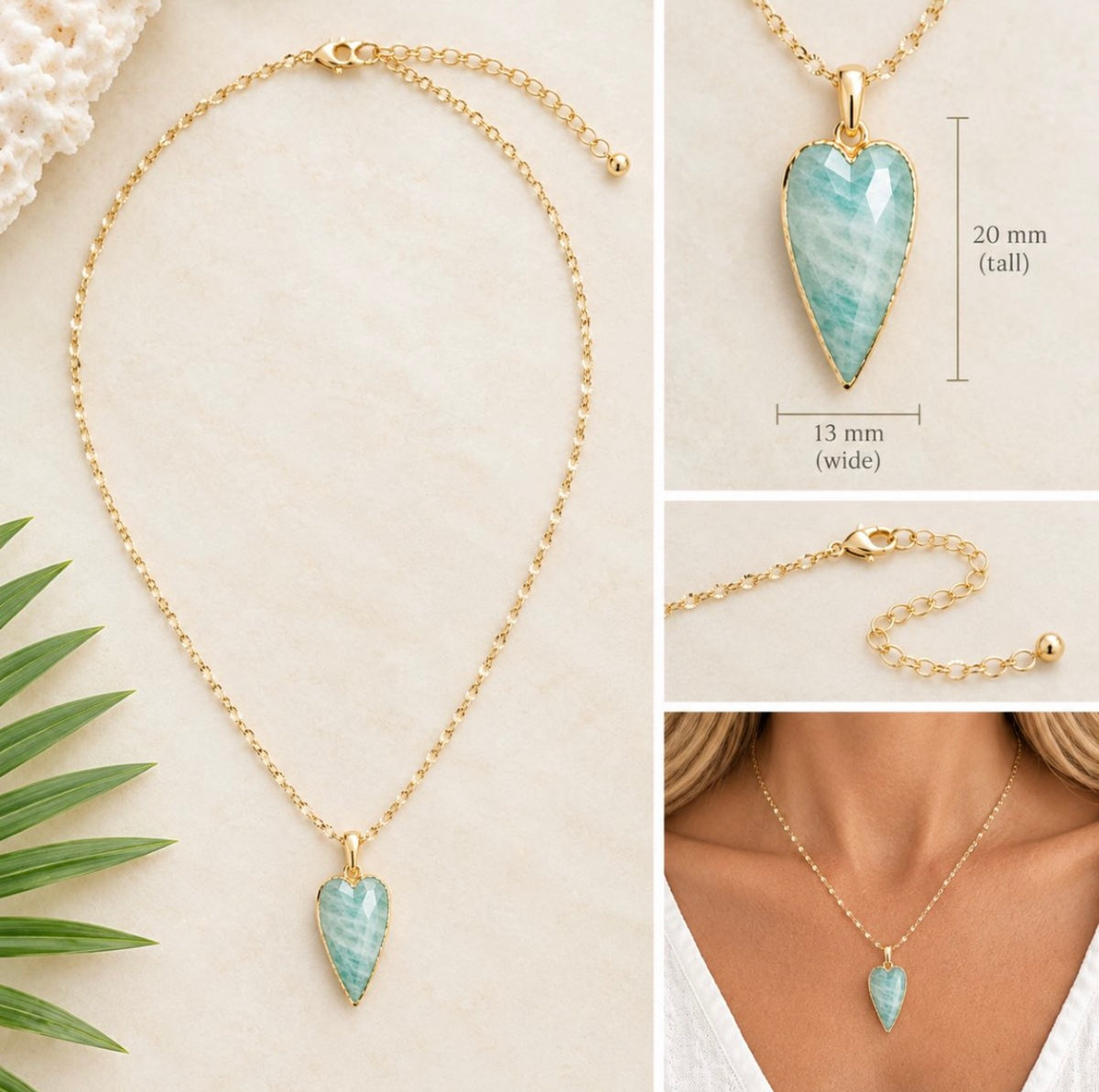 Amazonite Faceted Heart Necklace