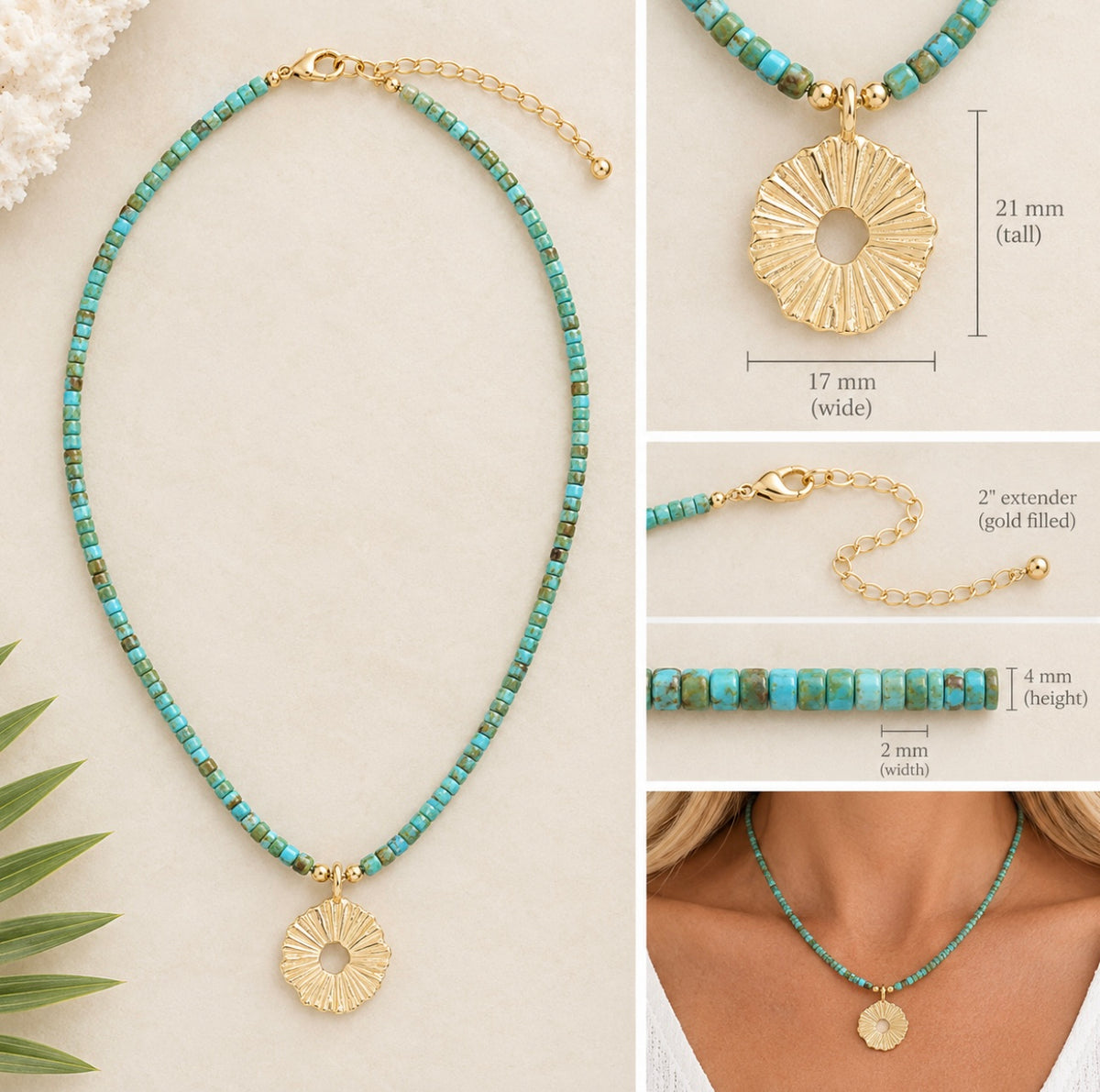 Sunshine Pendant on Turquoise