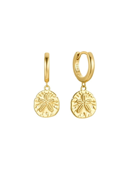 Sand Dollar Huggie Hoops 18K Gold
