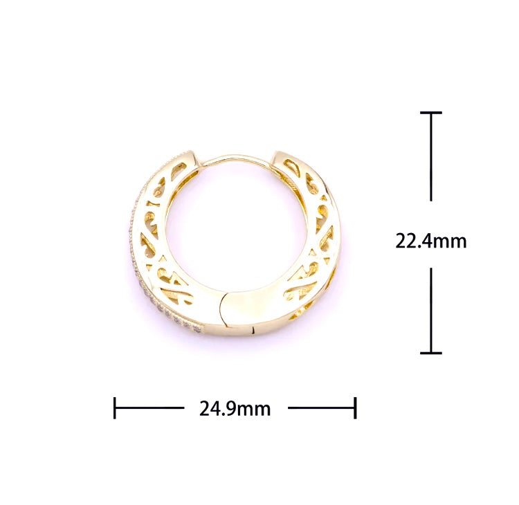 CZ Filigree Huggie Hoops