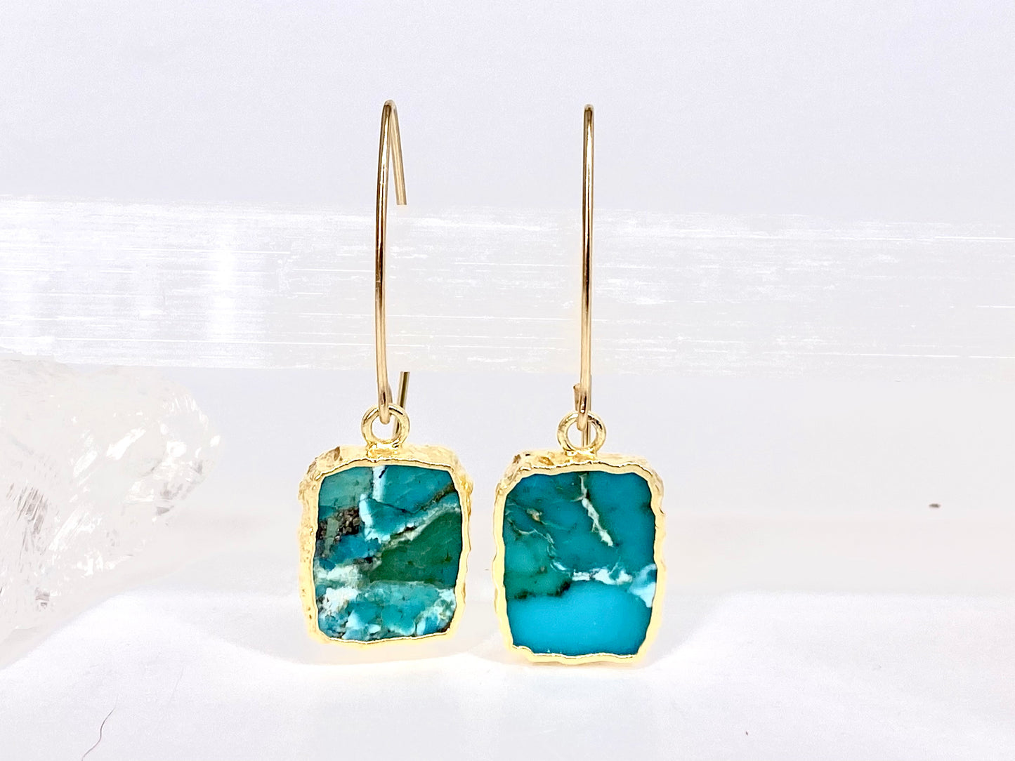 Gold-Dipped Turquoise Earrings