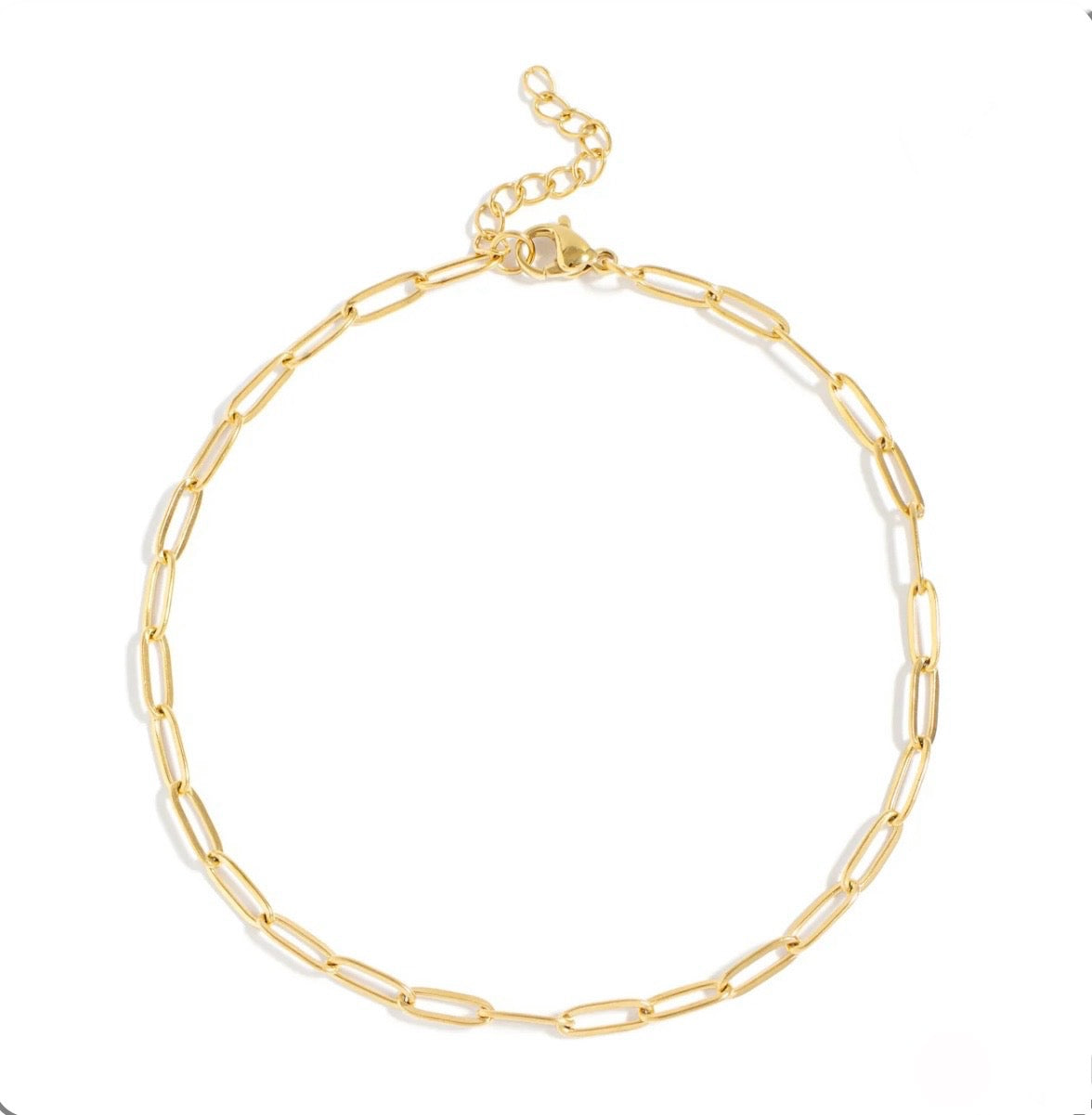 Paperclip Anklet 18K Gold