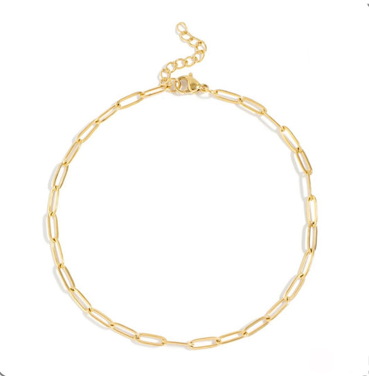 Paperclip Anklet 18K Gold