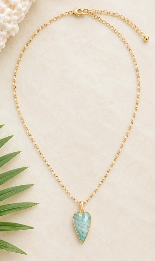Amazonite Faceted Heart Necklace