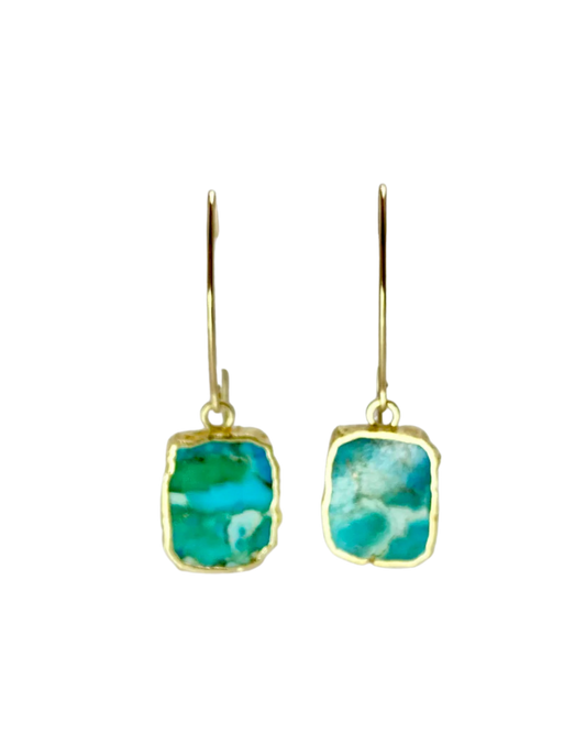Gold-Dipped Turquoise Earrings